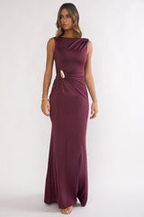 Isalyn Gathered Waist Maxi Dress Burgundy