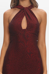 Adrielle Keyhole Halterneck Maxi Dress Wine
