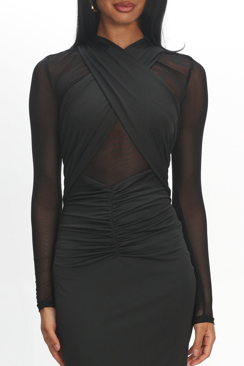 Esther Sheer Waist Maxi Dress Black