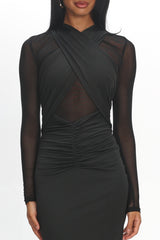 Esther Sheer Waist Maxi Dress Black