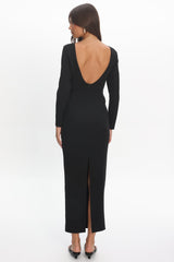 Zoa Keyhole Long Sleeve Maxi Dress Black