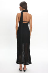 Cozette One-Shoulder Knit Dress Black