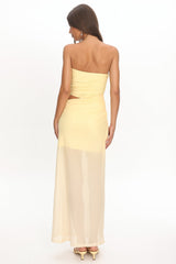 Orvieto Sheer Hem Strapless Maxi Dress Lemon