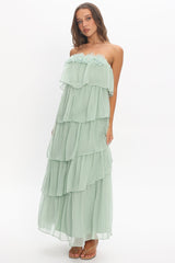 It's Time Tiered Ruffle Maxi Dress Sage
