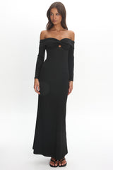 Oliana Twist Bust Maxi Dress Black