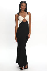 Freyja Contrast Maxi Dress Oyster/Black
