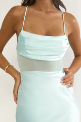 Golden Era Sheer Waist Maxi Dress Aqua Blue