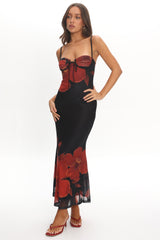 Fortune Bust Tie Maxi Dress Hibiscus Black