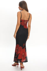 Fortune Bust Tie Maxi Dress Hibiscus Black