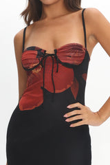 Fortune Bust Tie Maxi Dress Hibiscus Black