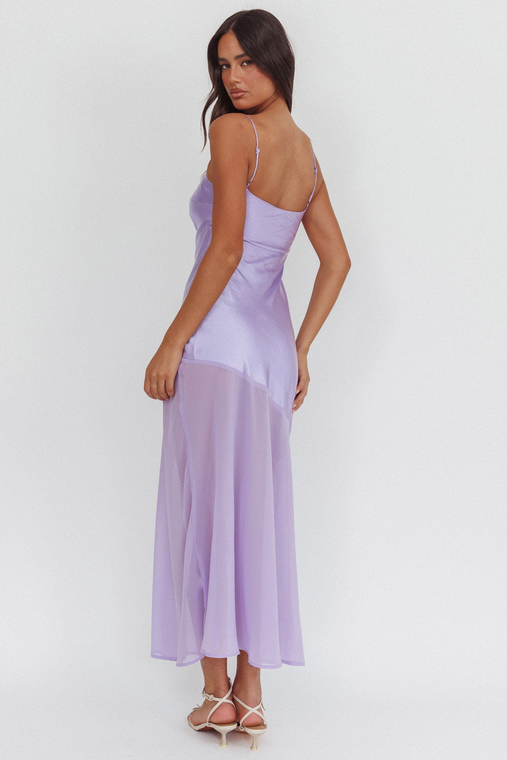 Gilded Dream Chiffon Hem Maxi Dress Lilac
