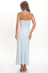 Letisha Textured Halter Maxi Dress Ocean