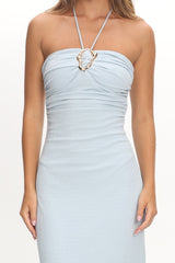 Letisha Textured Halter Maxi Dress Ocean