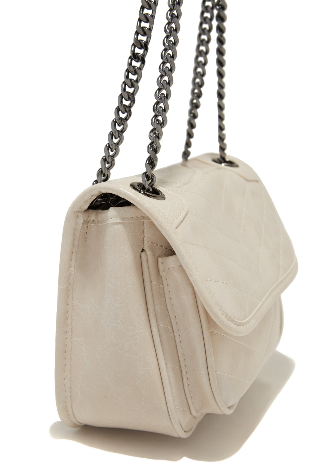 Alicia Quilted Flap Crossbody Bag - Ivory