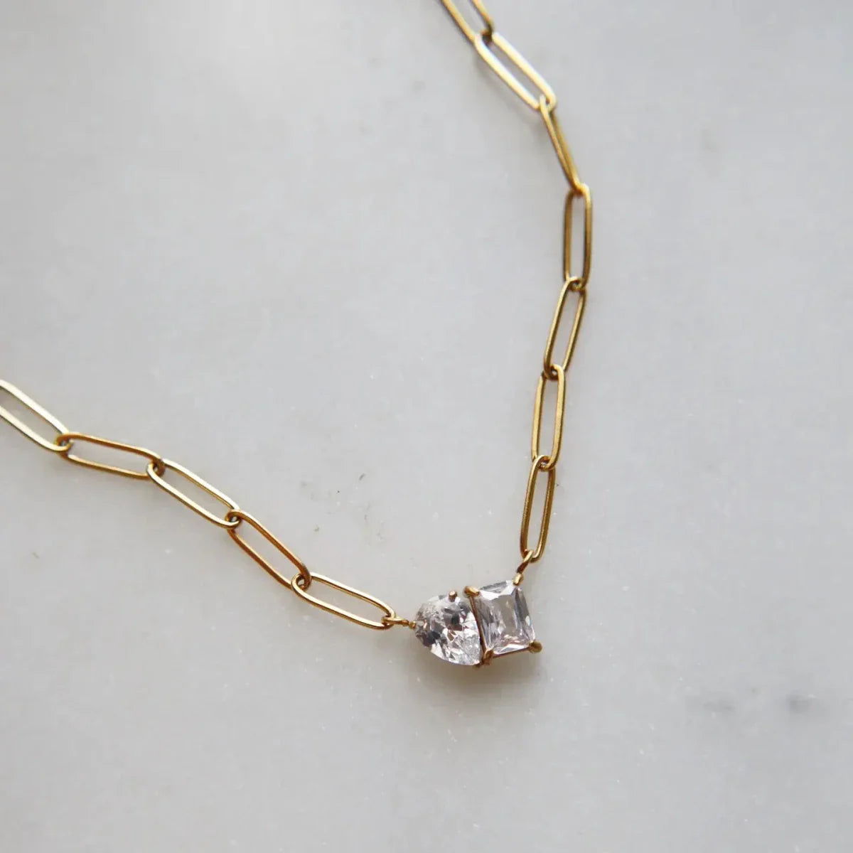 Gem Paperclip Necklace