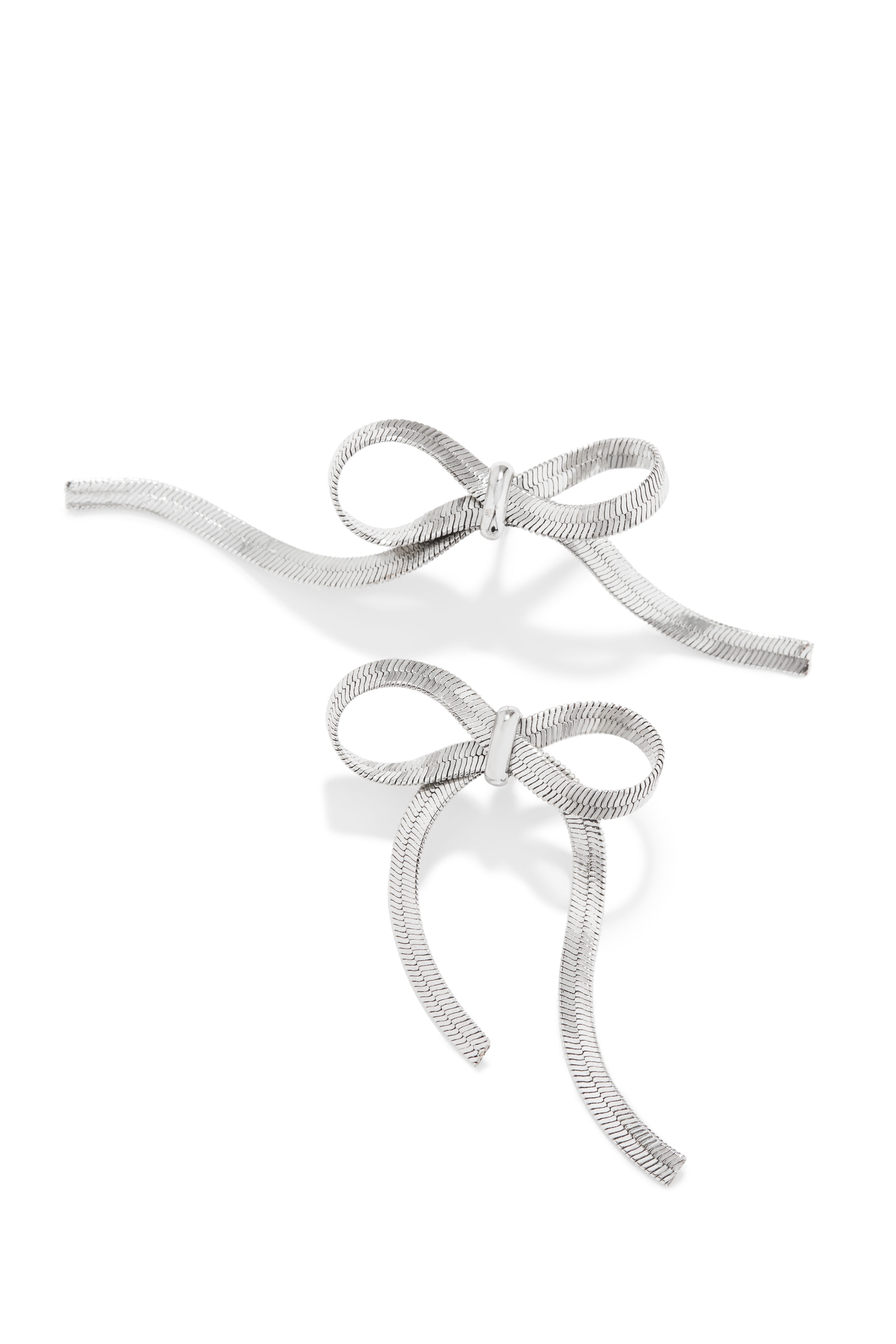 Cari Bow Tie Statement Earring - Silver