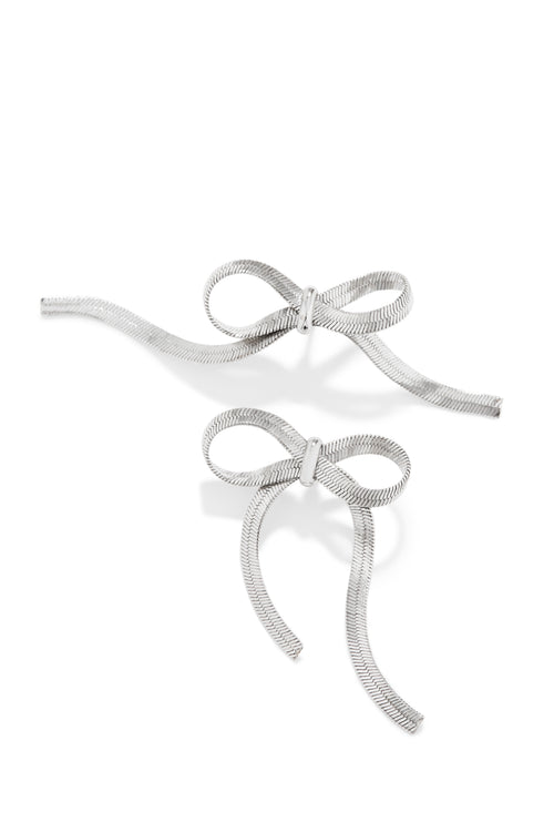 Cari Bow Tie Statement Earring - Silver